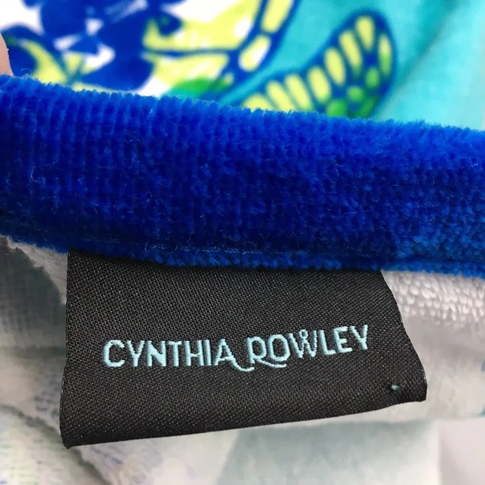 x2 Cynthia Rowley Sea Turtle Beach Towel Set Hawaiian Tropical Floral Turquoise